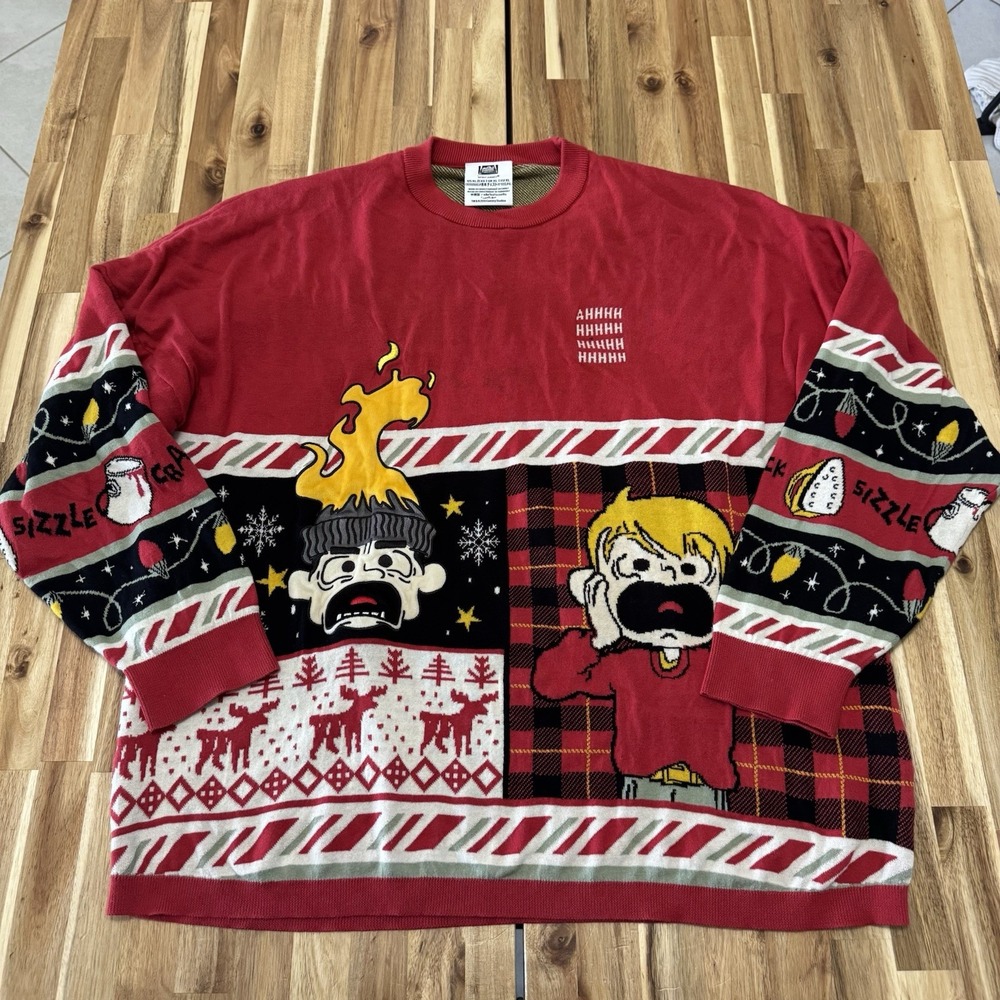 Disney Home Alone Spirit Jersey Sweater Adult XL All Over Print Crewneck Xmas